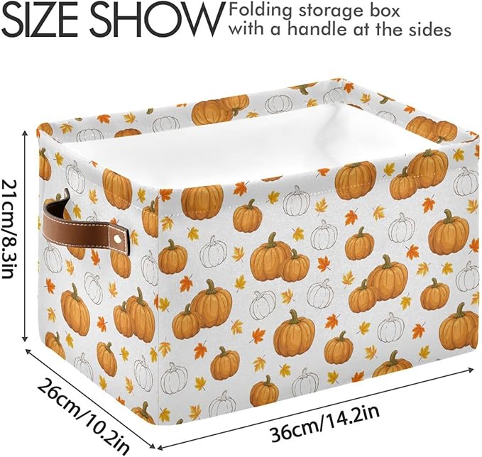 Storage Basket Bin Pumpkin Organizer Basket Collapsible Shelf Basket Cube with handle for Nursery Bedroom Bathroom