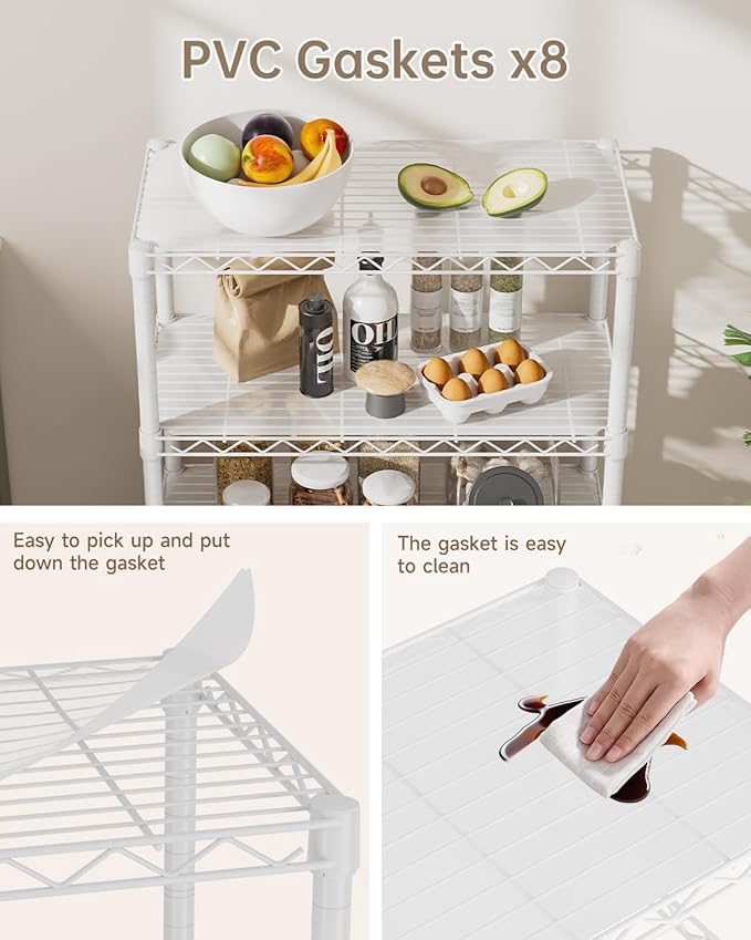 8 Tier Adjustable Storage Shelves Heavy Duty Metal Shelf Wire Shelving Unit Organizer Rack for Home Kitchen Office Pantry Room Bathroom Shelving Organizers and Storage Laundry