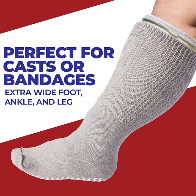 FORTIVO 2 Pairs Extra Wide Socks For Swollen Feet, Non-Slip Hospital and Diabetic Socks for Men and Women