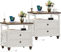 Farmhouse Nightstand Set of 2 with Charging Station, 24" Wide End Table with 2 Drawers,Dresser for Bedroom,Bed Side Table Chest of Drawers Cabinet,Wood White Night Stand for Living Room