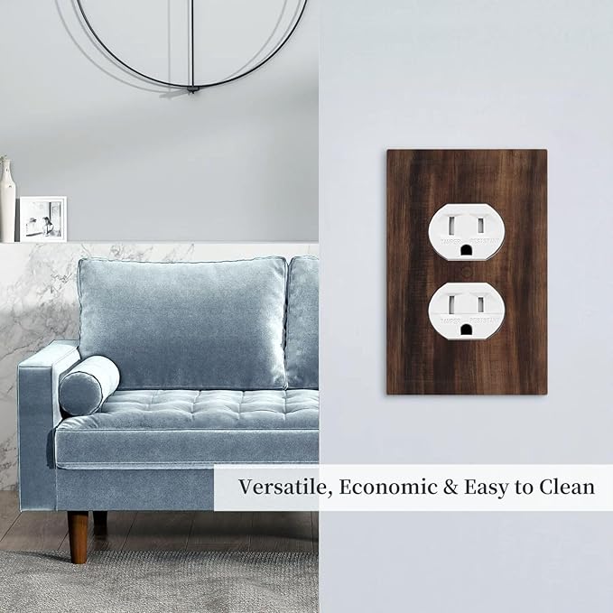 Outlet Covers Rustic Farmhouse Brown Wood Barn Door Decorative 1 Gang Duplex Light Switch Cover Plate Receptacle Wall Plate Electrical Switch Plate Covers for Bathroom Decor