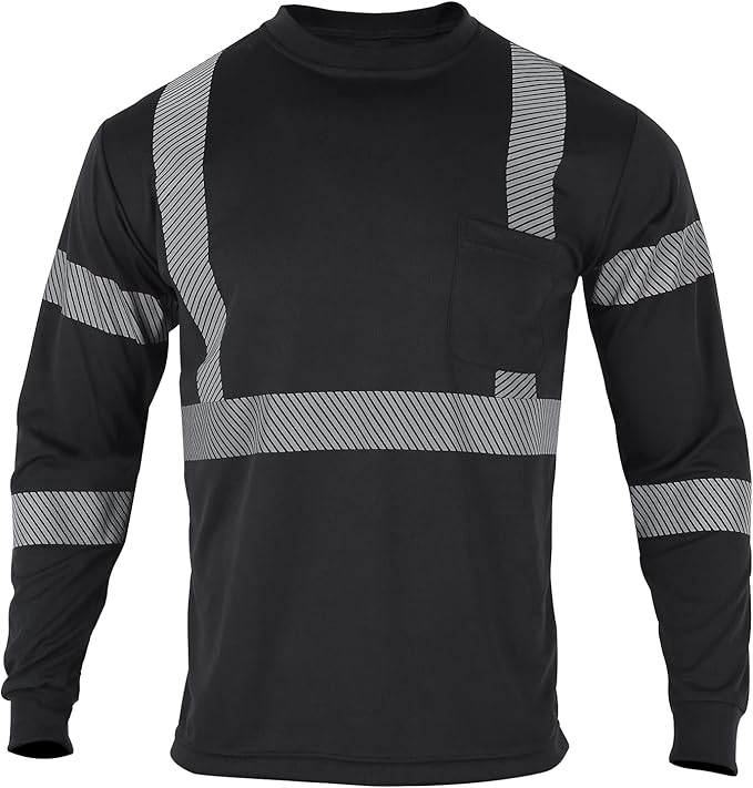 VENDACE 3pcs Safety T Shirts Reflective High Visibility Hi Vis Long Sleeve Construction Work Shirts for Men Class 3