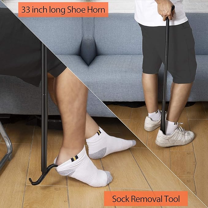 Kekoy 7 In 1 Hip Kit, Knee Back Surgery Hip Replacement Recovery Kit With 32" Grabber Reacher Tool,Sock Aid Device for Seniors,Shoe Horn Long Handle & Dressing Stick,Leg Lifter,Bath Sponge,Storage Bag