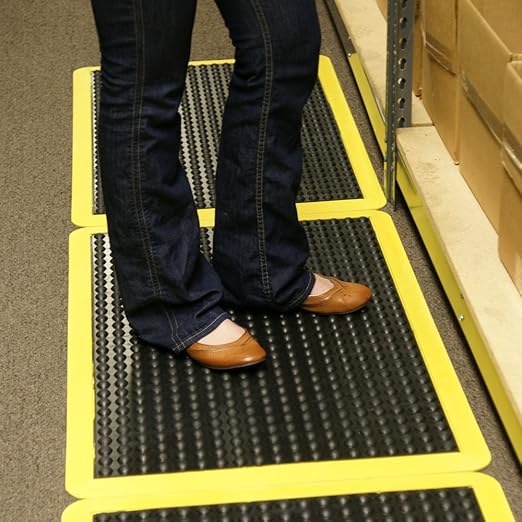 Rubber-Cal 03_184_ZWBK Bubble Top Anti-Fatigue Rubber Floor Mat, 5/8" x 2' x 3', Black Borders