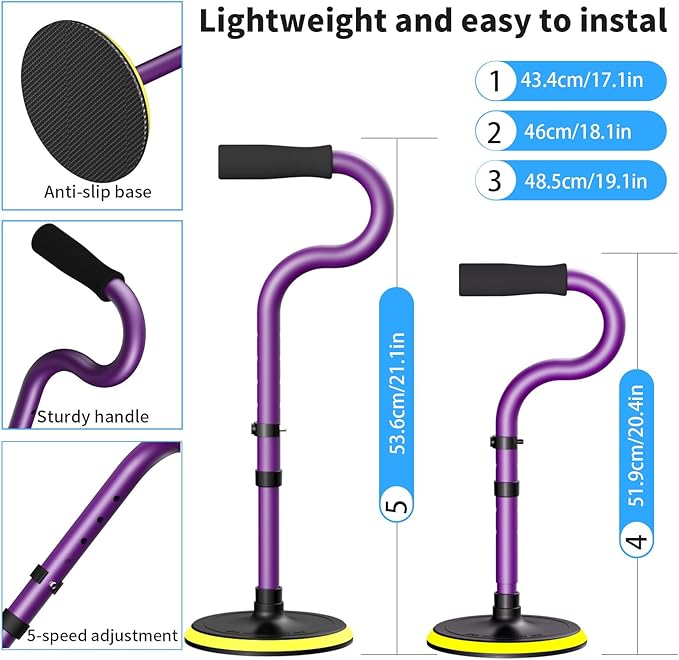 Mobility Aids Tool Device to Help Get up from Floor Standing Aids & Supports Assist Devices for Seniors, Standing Mobility Aid for Elderly Rising Indoors Garden Housework Bedroom Bathroom Matte Purple