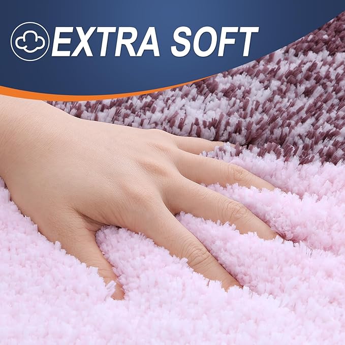 OLANLY Bathroom Rug Set 2 Piece, Soft Absorbent Microfiber Bath Rug Set, Non-Slip, Machine Wash Dry, Plush Shaggy Bath Mats for Bathroom (30"x20"+24"x16", Mauve)