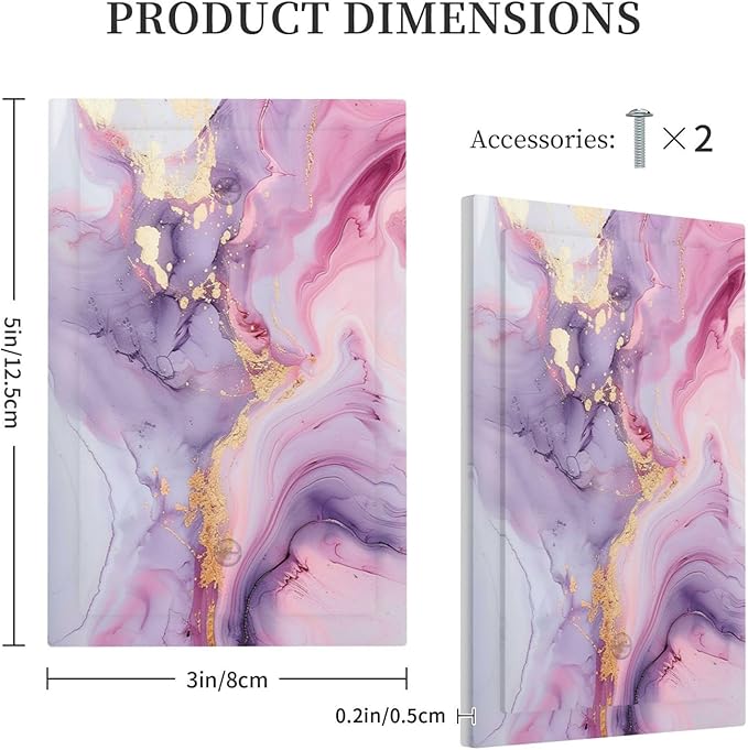 Light Switch Cover Plate Pink Marble Abstract Purple Gold Texture 1 Gang No Device Blank Electrical Wall Plates Faceplate Decorative Switch Plate for Bathroom living Room Decor