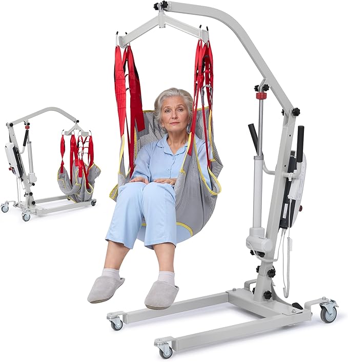 Careboda Electric Patient Lift, Medical Transfer Lifts for Seniors with Sling, Sit to Stand Lift for Elderly, Full Body Transfer Lift Chairs for Bed, Car, Wheelchair and Floor, 510LBS Weight Capacity