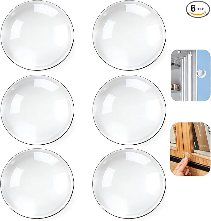 6pcs Wall Bumpers, Clear Wall Protectors, Door Bumpers for Doorknob, Furniture Bumpers,Reducing Noise,Protecting Walls,Using for Entrance Door,Cabinet Door,Fridge Door, Wall Bumper (35*35mm)