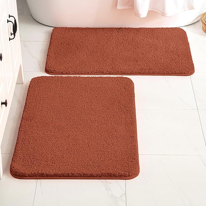 MIULEE Rust Extra Thick Non Slip Bathroom Rug Shaggy Soft Bath Mat Plush Microfiber Absorbent Water for Shower Tub Machine Washable (20x30 Inches)