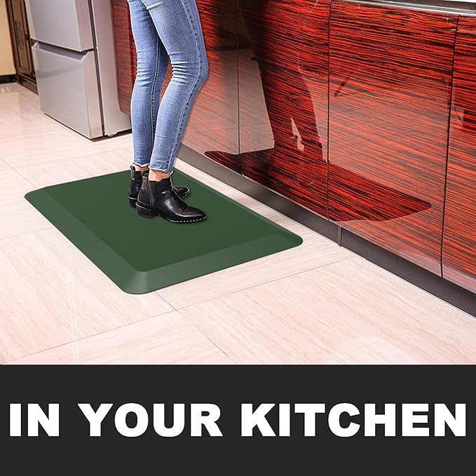 1" Extra Thick Anti Fatigue Floor Mat 30" L x 20" W,Kitchen Mat, Standing Desk Mat,140D Advanced PU Foam Ergonomic Comfort at Home, Office, Garage, Sink (Green)