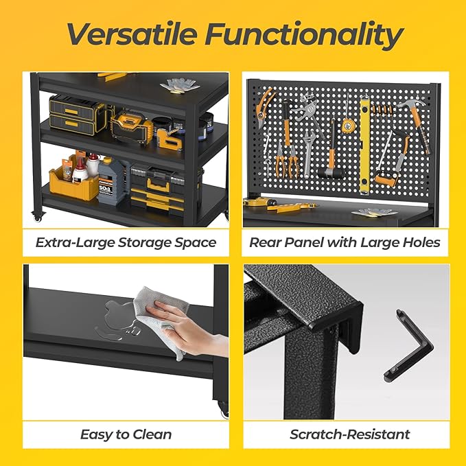 2 Sets Storage Shelves with Pegboard,Heavy Duty Garage Shelving Units and Storage,Metal Shelving Adjustable Shelves,Garage Storage Rack,Industrial Utility Shelf 47.2" H*33.46" W*18" D