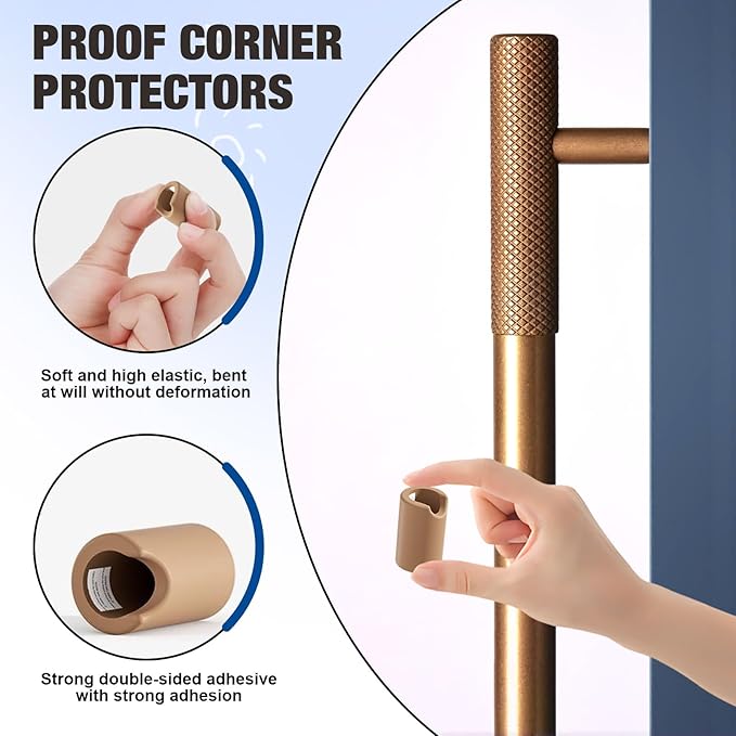 12 Pack Anti-Collision Corner Drawer Bumpers, Silicone Protector for Cabinet Handle, Silicone Cabinet Pull Covers (Brown)