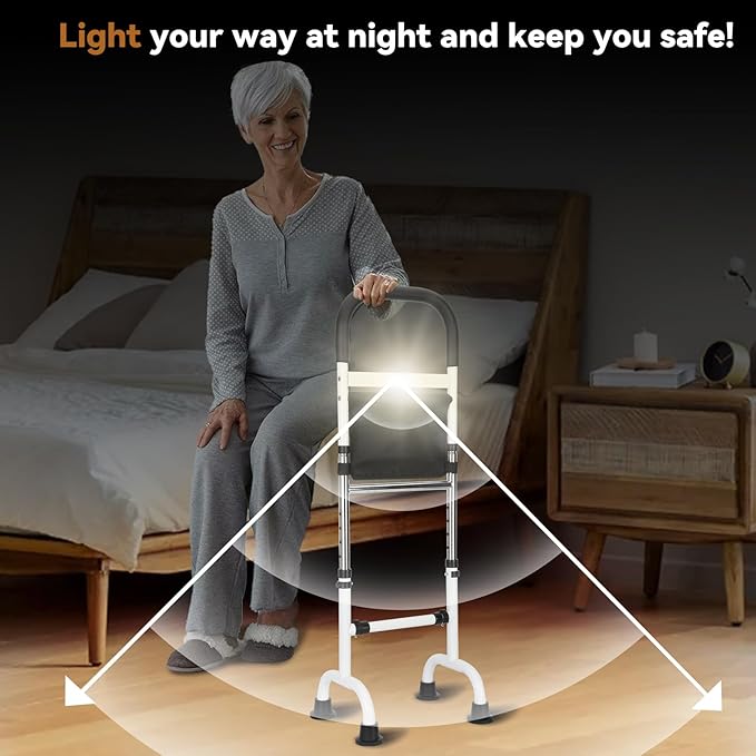 Upgraded Stand Assist Aid for Elderly with Two Sets of Bases and Night Light, Adjustable Stand Assist Providing Standing Assistance for People with Mobility Issues, for Couch, Bedside, Toilet, More