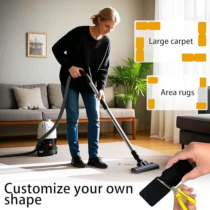 Rug Pad Grippers for Hardwood Floors & Tiles - No Damage Washable & Reusable, Double-Sided Non Slip Strong Adhesive Rug Pads Keep Corners Flat (24)