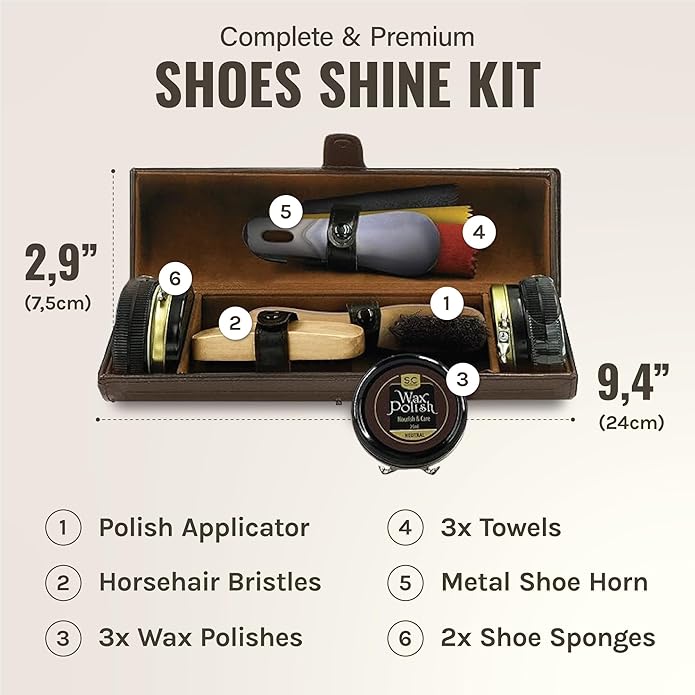Stone and Clark Original Shoe Polish & Care Kit - Leather Shoe Shine Kit for Men & Women