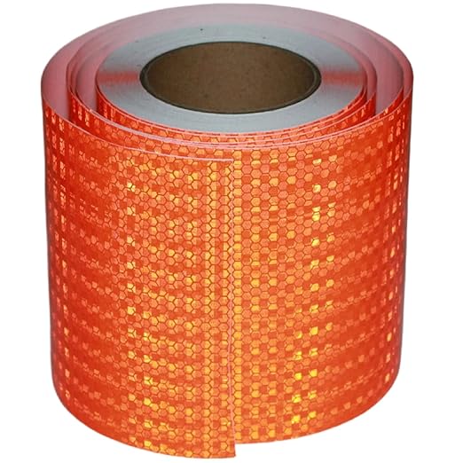Orange Reflective Tape Outdoor Waterproof 6 inch, High Visibility Hazard Conspicuity Safety Industrial Marking Tape (66 feet)