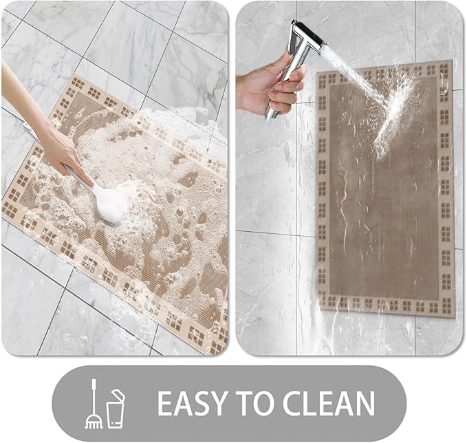 Ultra Thin Door Mat Indoor Entrance, 1/10 in Thin Door Mats for Inside Entry, Non-Slip Rubber Backing Washable Doormat, Fade Resistant, Absorbent, Low Profile Dirt Trapper, 30"X17"