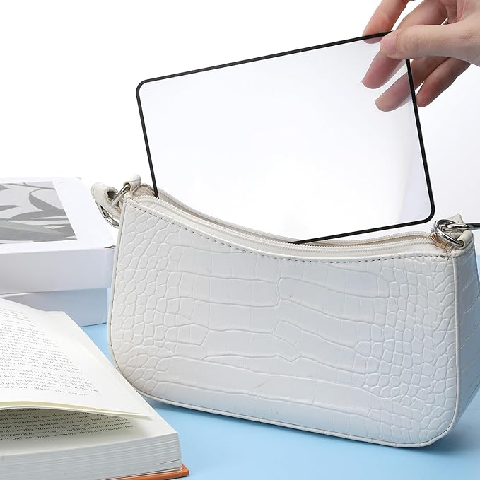 4Pcs 3X 5X Page Magnifying Sheet Clear Lightweight Magnifier Flat Plastic Optical Fresnel Lens Handy Card Size Magnifier Bookmark for Low Vision Reading Small Prints, Maps and Books