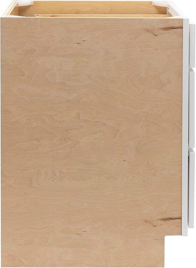 Quicklock RTA (Ready-to-Assemble) | Base Kitchen Cabinets - Shaker Style | Made in America (Pure White, 18" W x 34.5" H x 24" D 3 Drawer Pots and Pans)
