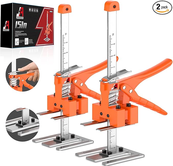 Labor Saving Arm Jack Handle 2 Pack,15 in Construction Jack,Multifunctional Furniture Jack for Installing Cabinets and Wall Tile Height Adjuster Handheld Lifter Tool, Load 440LBS