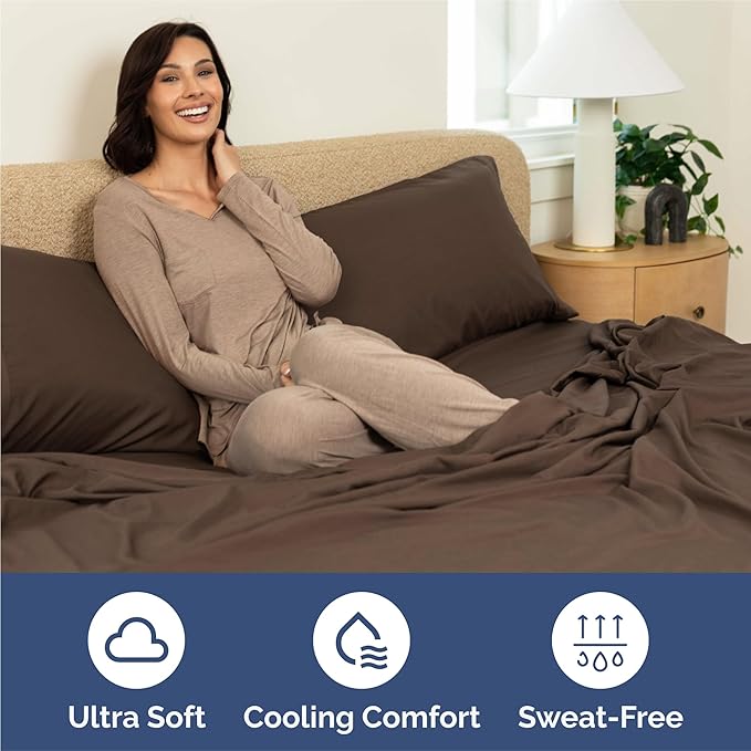 Full 6 Piece Sheet Set - Cooling & Breathable Bed Sheets - Hotel Luxury Bed Sheets for Women, Men, Kids & Teens - Comfy Bedding with Deep Pockets & Easy Fit - Soft and Wrinkle Free - Full Brown Sheets