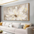 SOUGUAN Floral Wall Decorations Gold and White Canvas Wall Art Line Photo Prints 36"x70" Large Wall Painting for Living Room Office