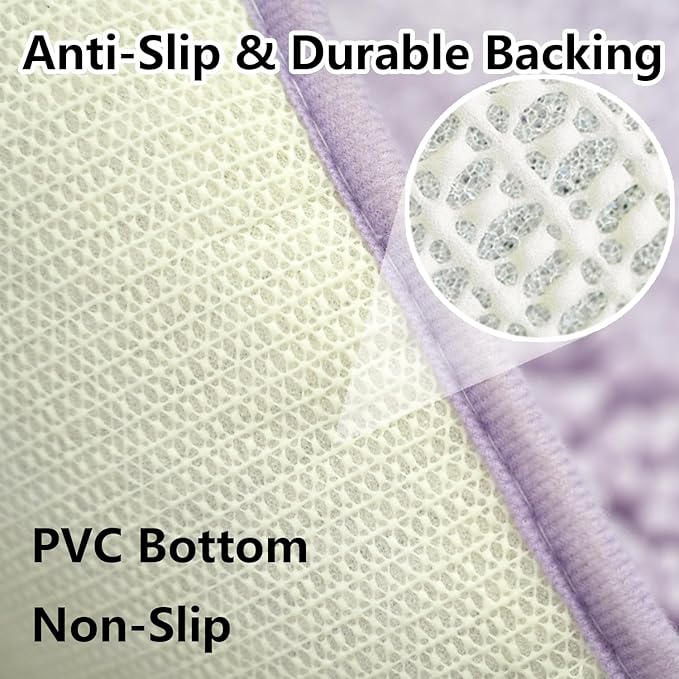 BOANKODU Bathroom Rugs Sets 2 Piece, Extra Soft Chenille Bath Mat Absorbent Bathroom Rug, Bathroom Mat with Sturdy PVC Non-Slip Bottom, Machine Washable Bath Rugs (Lavender)