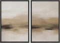 MUDECOR Framed Canvas Print Wall Art Abstract Neutral Beige Contemporary Minimalist Landscape Illustrations Modern Art Decorative Bohemian Colorful for Living Room, Bedroom, Office - 16"x24"x2 Black