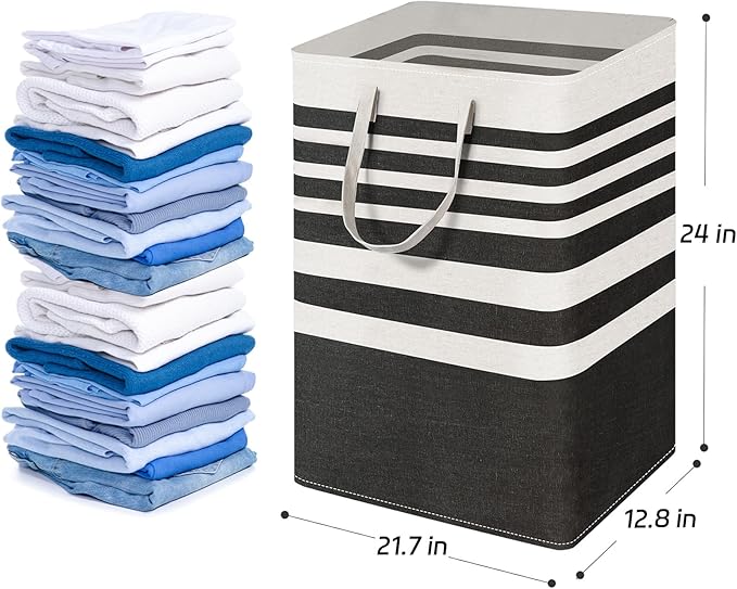 2 Pack Laundry Baskets 100L Extra Large, Waterproof Freestanding Collapsible Laundry Hamper with Reinforced Handles, Black Clothes Hamper for Dorm, Bathroom, Bedroom, Laundry Room