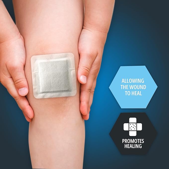MED PRIDE Sterile Waterproof Silicone Foam Dressing with Adhesive Border, Absorbent Bandage, Protects Against Infection (4x4 Inch (Pack of 10))