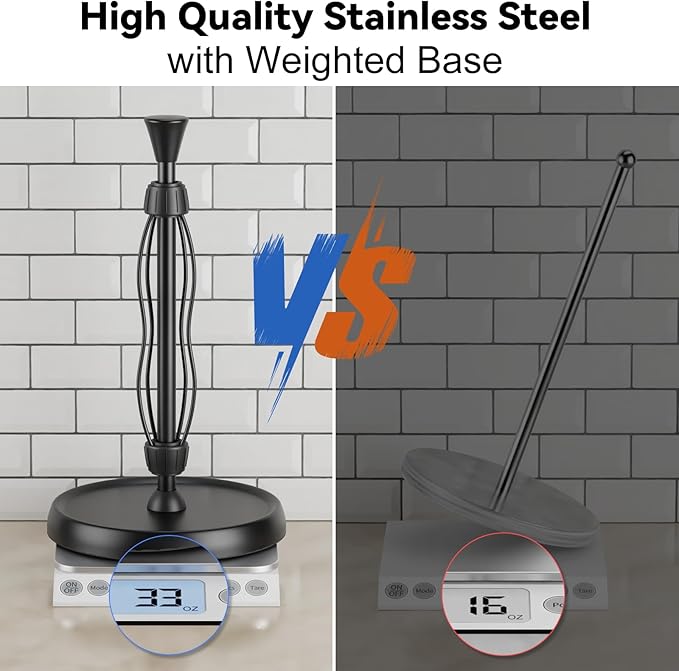 Paper Towel Holder Countertop Kitchen Roll Holder, Premium Stainless Steel for Kitchen Roll Organize, Double Ratchet Mechanism for Kitchen Bathroom Farmhouse Essentials Decor Accessories