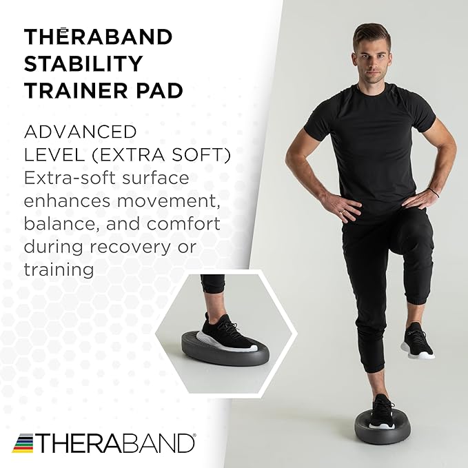 THERABAND Stability Trainer Pad, Advanced Level, Extra Soft, Black Foam Balance Pad for Physical Therapy, Exercise Pad for Core Strength, Lightweight Non-Slip Balance Trainer, Portable Foam Pad for Home or Clinic Use