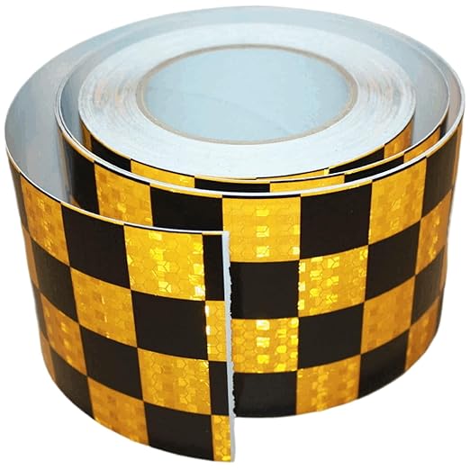 Yellow and Black Reflective Tape 4 inch X 66 feet, Outdoor Waterproof Hazard Conspicuity Warning Industrial Marking Tape