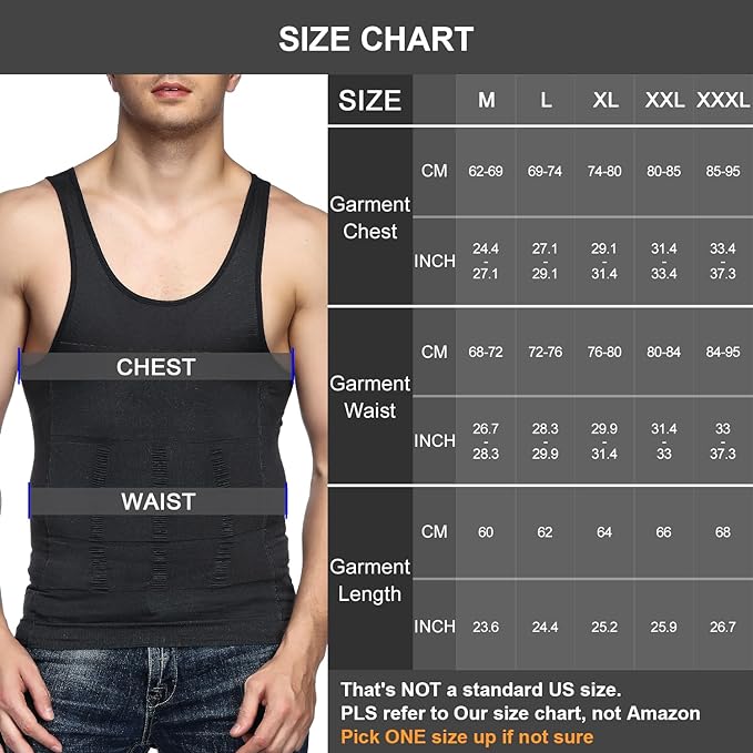 Odoland Mens 3 Pack Body Shaper Slimming Tummy Vest Thermal Compression Shirt Tank Top Shapewear