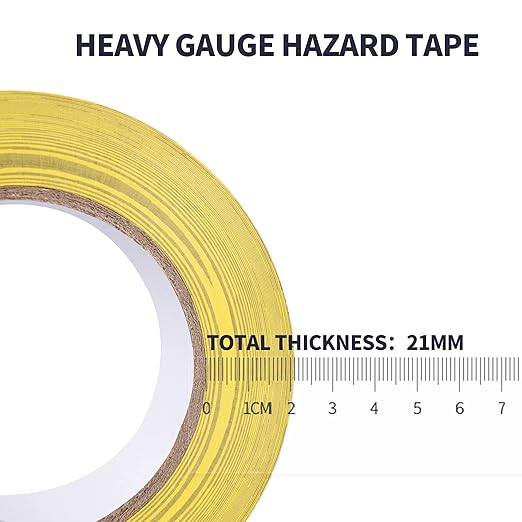 TAPEBEAR Hazard Caution Tape, 2inch x 150 Feet(50yds) Self Adhesive Warning Tape for Steps, High Visibility Yellow Black Tape for Outdoor Construction Warning, Danger Zone, 5Rolls