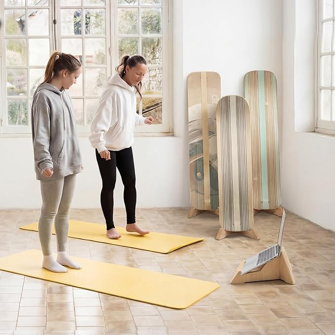 Geelin 2 Pcs Slackline Balance Board Stand Slackline Board Display Rack Wooden Balance Training Accessories for Adult Gym Fitness Center Yoga Surfing Training, 10 x 7.5 x 4 Inch