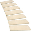 PURE ERA Bullnose Carpet Stair Treads Set Tape Free Non-Slip Indoor Stair Protectors Pet Friendly Rugs Covers Soft Skid Resistant Washable Reusable 9.5" x 30"(2 Pieces,Light Beige)
