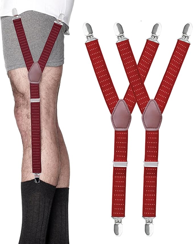 STAY GENT Y-Style Shirt Stays For Men with Non-Slip Locking Clamps and Adjustable Elastic Straps
