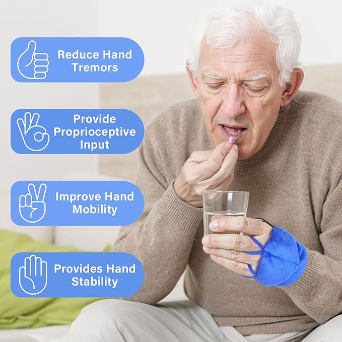 Weighted Gloves for Hand Tremors and Parkinson's, Improved Hand/Wrist Stability & Mobility, Adjustable Wrist, Weights Strengthening Tool