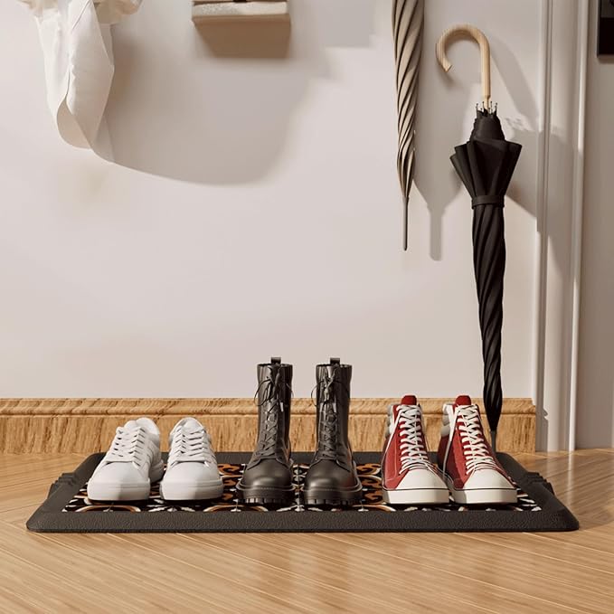 Rubber Boot Tray,Non-Slip Boot Mat with Lip,Waterproof Shoe Tray,Indoor Outdoor Multi Use Catch All Trays,Cleaning Mat for Entryway,Pets Garden,Mudroom,Garage