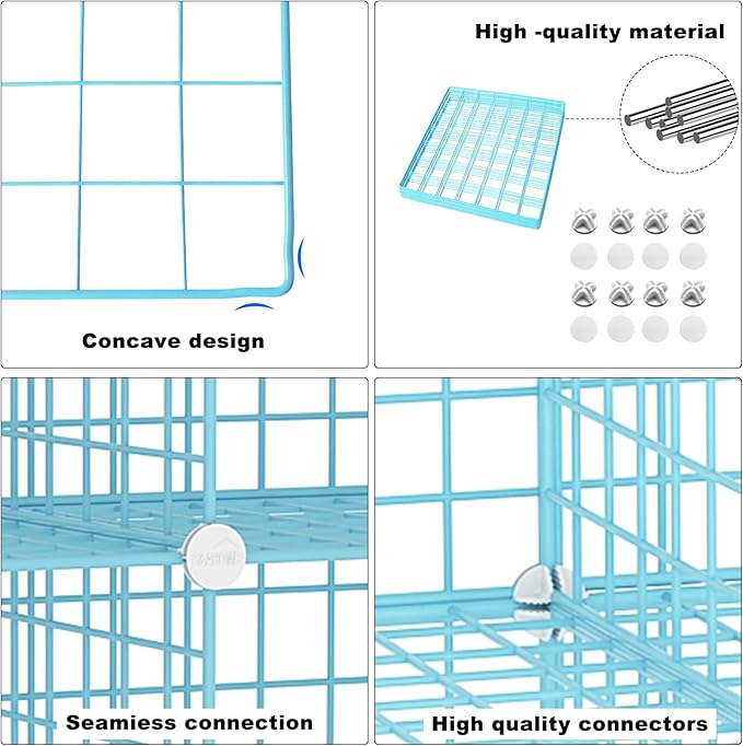 C&AHOME Wire Cube Storage, 6 - Cube Organizer Metal C Grids, Modular Shelves Units, Closet Organizer, Ideal for Home, Office, Living Room, 36.6”L x 12.4”W 36.6”H, Blue UWCS3006B