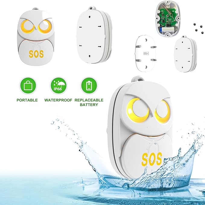 HTZSAFE Caregiver Pager Wireless Call Button 500+ Feet, SOS Alert Nurse Calling Elderly Fall Help System for Patient/Disabled Monitoring at Home, IP55 Waterproof, 2 Transmitters + 2 Receivers, White