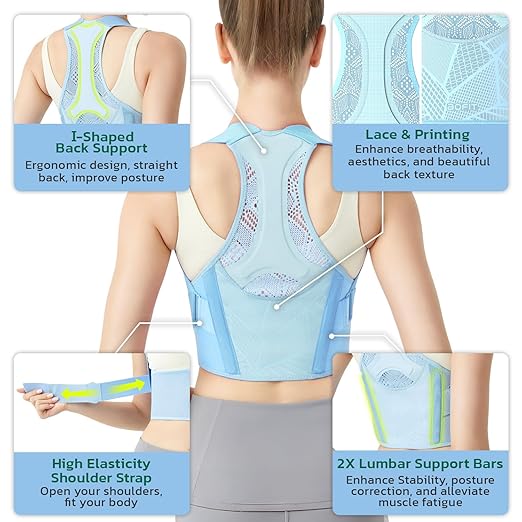 Posture Corrector for Women - Lightweight and Breathable Back Brace for Pain Relief, Rounded Shoulders and Hunchback, Compact & Portable with Fashionable Design, Invisible Under Clothes Black S