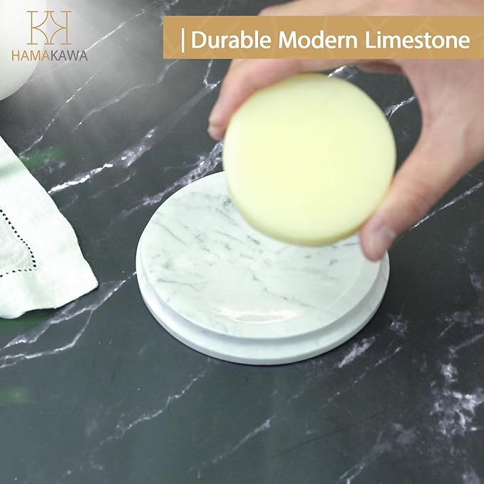 Oval Natural Marble Soap Dish, Carrara White Stone Jewelry Dish 5 Inch, Bathroom Shower Soap Holder, Modern Sponge Holder, Bar Soap Saver Tray, Kitchen, Easy to Clean