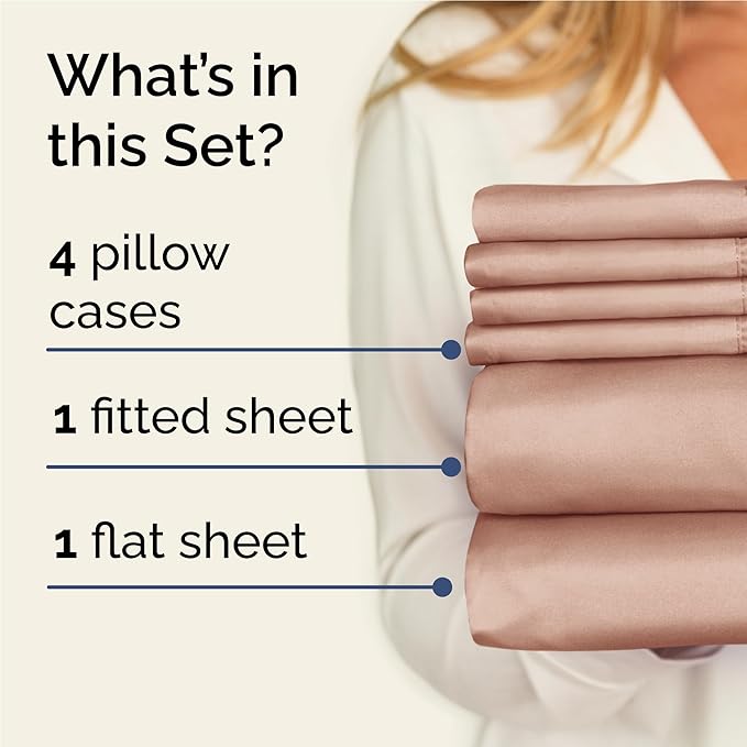 Full 6 Piece Sheet Set - Cooling & Breathable Bed Sheets - Hotel Luxury Bed Sheets for Women, Men, Kids & Teens - Comfy Bedding with Deep Pockets & Easy Fit - Soft and Wrinkle Free - Full Mauve Sheets