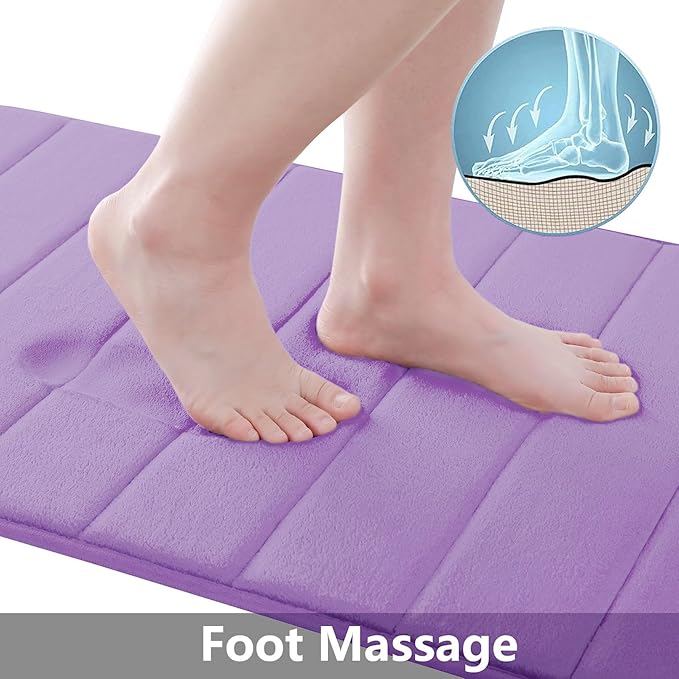 Buganda Memory Foam Bath Mat, 47" x 17", Ultra Soft and Non-Slip Bathroom Rugs, Water Absorbent and Machine Washable Bath Rug Runner for Bathroom, Shower, and Tub, Lavender