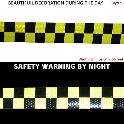 Reflective Tape 2 inch X 66 feet, Outdoor Waterproof Hazard Conspicuity Safety Warning Industrial Marking Tape