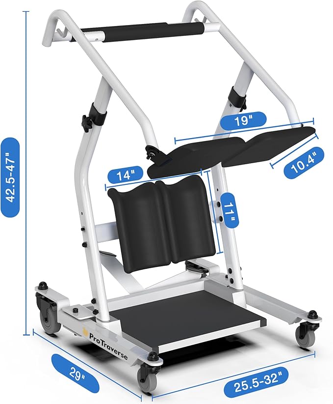 Stand Assist Lift – Sit to Stand Patient Transfer Chair for Elderly & Disabled, 400 lbs Capacity Lift Aid with Adjustable Height – Home & Nursing Care Mobility Support,Black