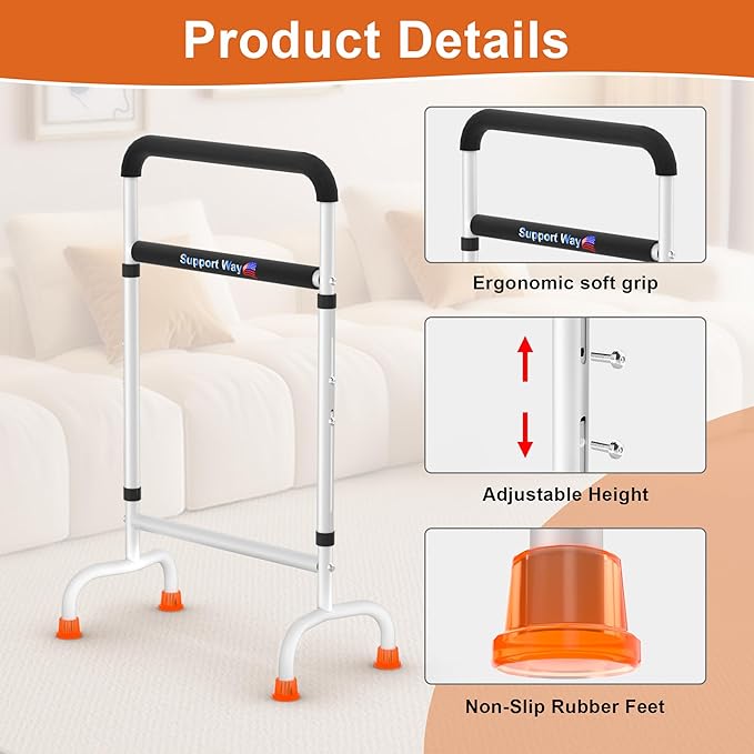 Stand Assist for Chair & Couch, Height Adjustable Mobility Aid for Seniors, Lightweight Metal Frame with 600lb Capacity